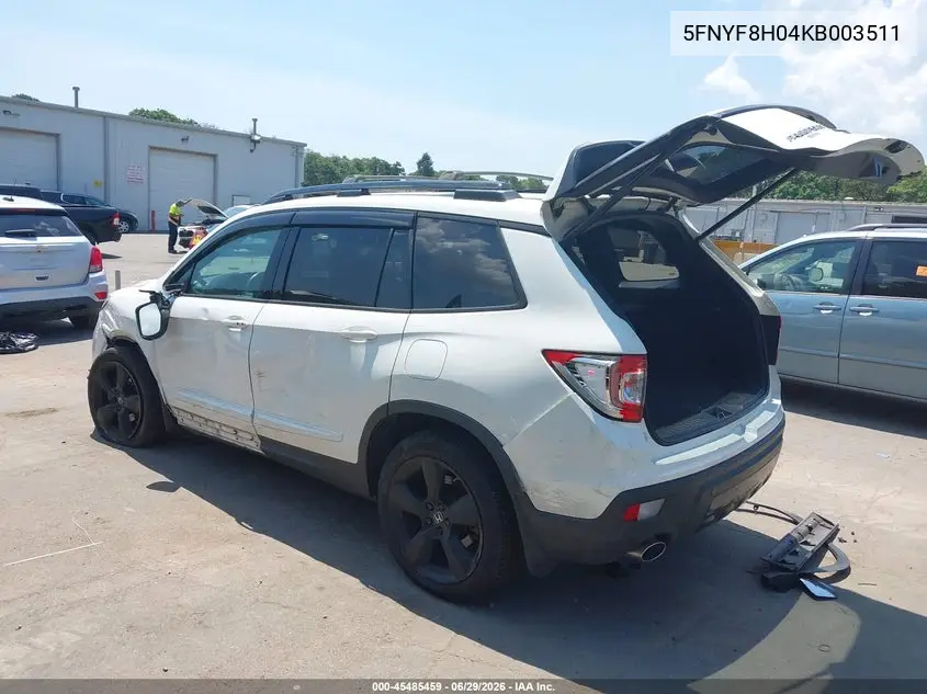 2019 Honda Passport Elite VIN: 5FNYF8H04KB003511 Lot: 45485459