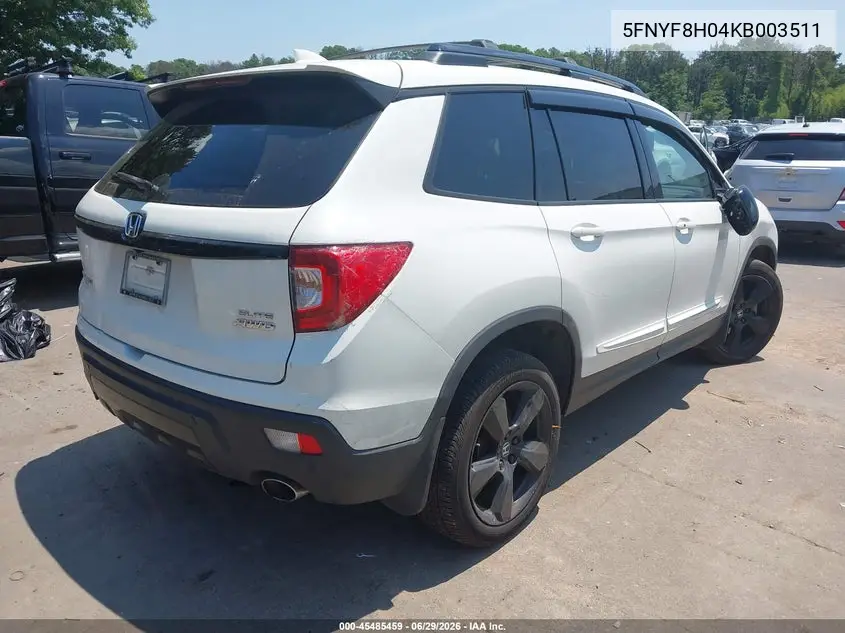 2019 Honda Passport Elite VIN: 5FNYF8H04KB003511 Lot: 45485459
