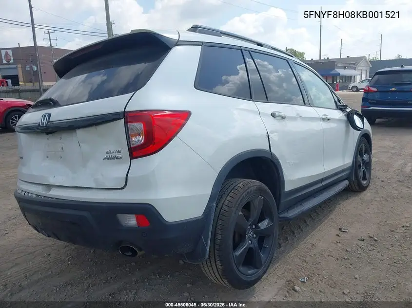 2019 Honda Passport Elite VIN: 5FNYF8H08KB001521 Lot: 45506045