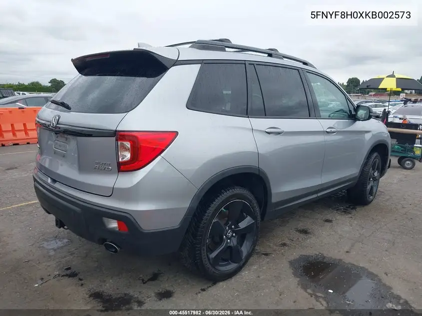 2019 Honda Passport Elite VIN: 5FNYF8H0XKB002573 Lot: 45517982
