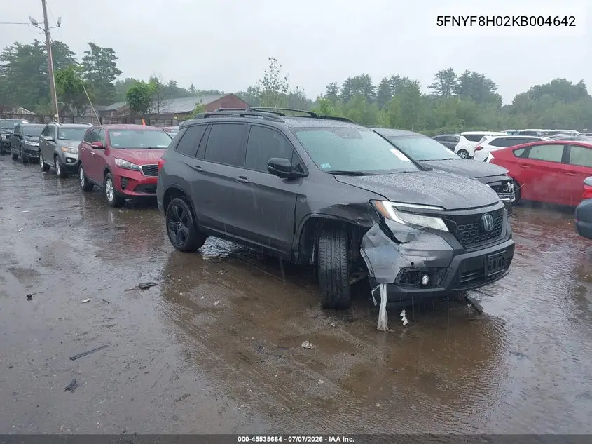 2019 Honda Passport Elite VIN: 5FNYF8H02KB004642 Lot: 45535664