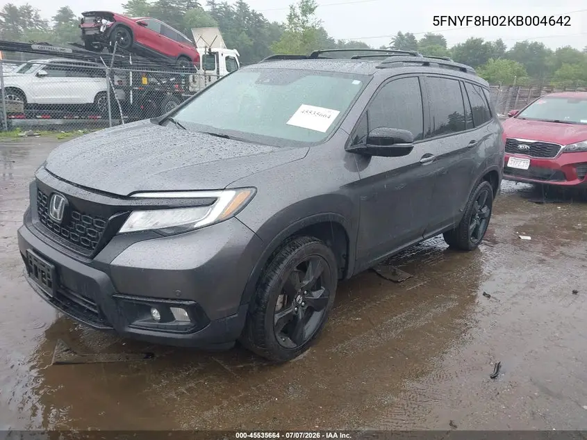 2019 Honda Passport Elite VIN: 5FNYF8H02KB004642 Lot: 45535664