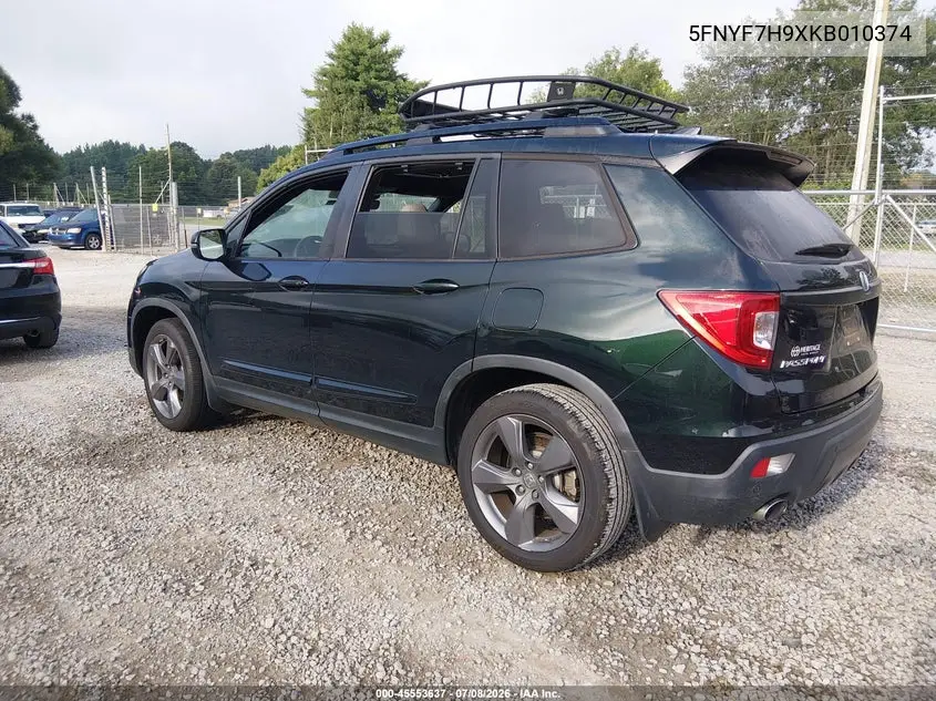 2019 Honda Passport Touring VIN: 5FNYF7H9XKB010374 Lot: 45553637