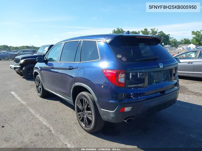2019 Honda Passport Sport VIN: 5FNYF8H25KB005950 Lot: 45569950