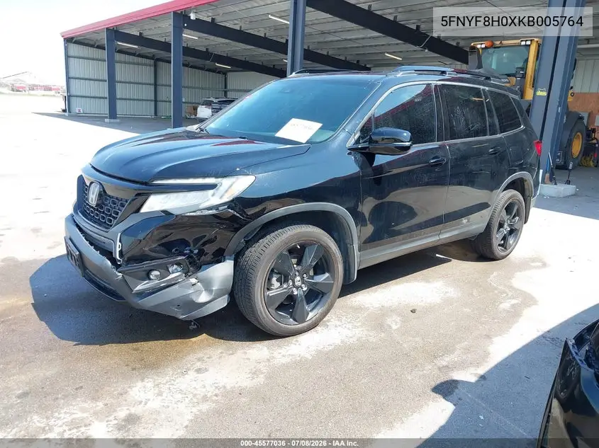 2019 Honda Passport Elite VIN: 5FNYF8H0XKB005764 Lot: 45577036