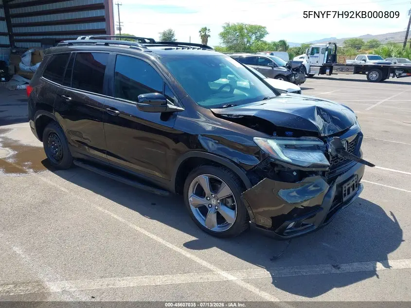 2019 Honda Passport Touring VIN: 5FNYF7H92KB000809 Lot: 45607035