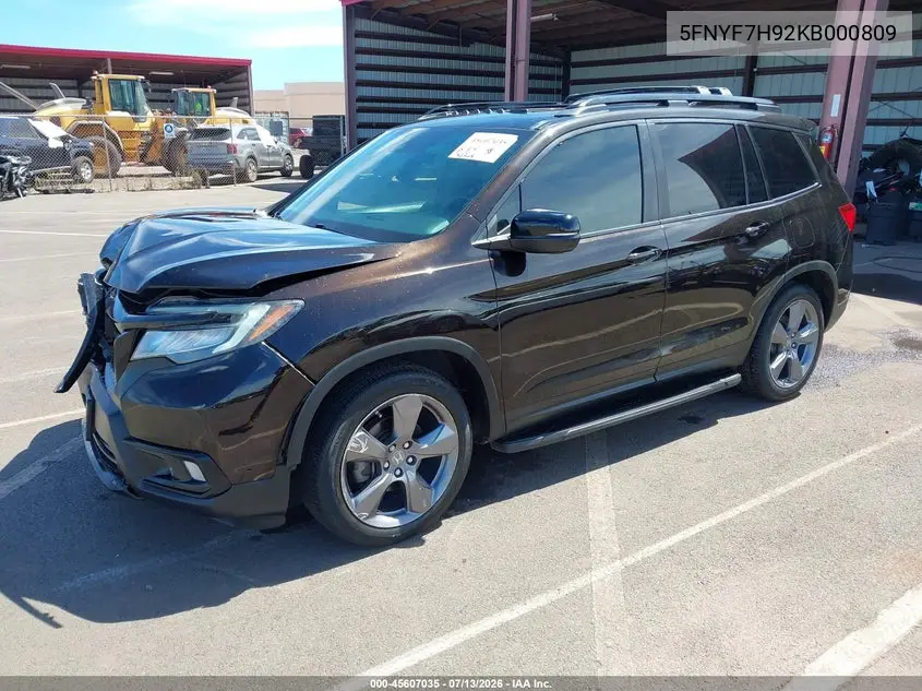 2019 Honda Passport Touring VIN: 5FNYF7H92KB000809 Lot: 45607035