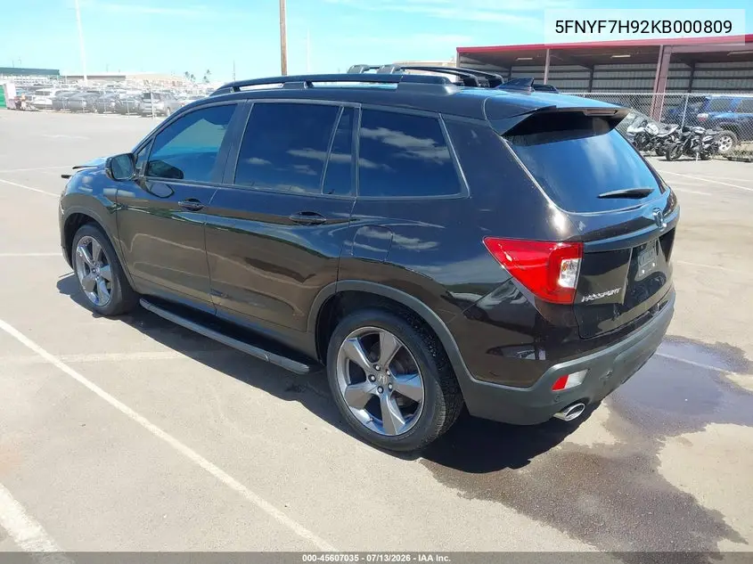 2019 Honda Passport Touring VIN: 5FNYF7H92KB000809 Lot: 45607035
