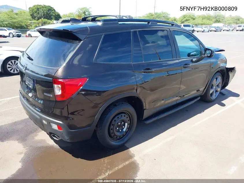 2019 Honda Passport Touring VIN: 5FNYF7H92KB000809 Lot: 45607035