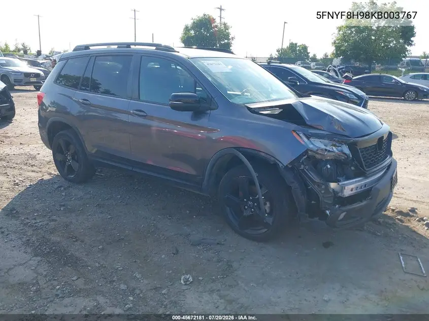 2019 Honda Passport Touring VIN: 5FNYF8H98KB003767 Lot: 45672181