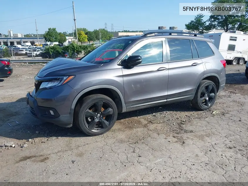 2019 Honda Passport Touring VIN: 5FNYF8H98KB003767 Lot: 45672181