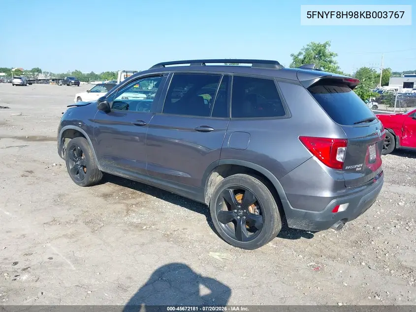 2019 Honda Passport Touring VIN: 5FNYF8H98KB003767 Lot: 45672181