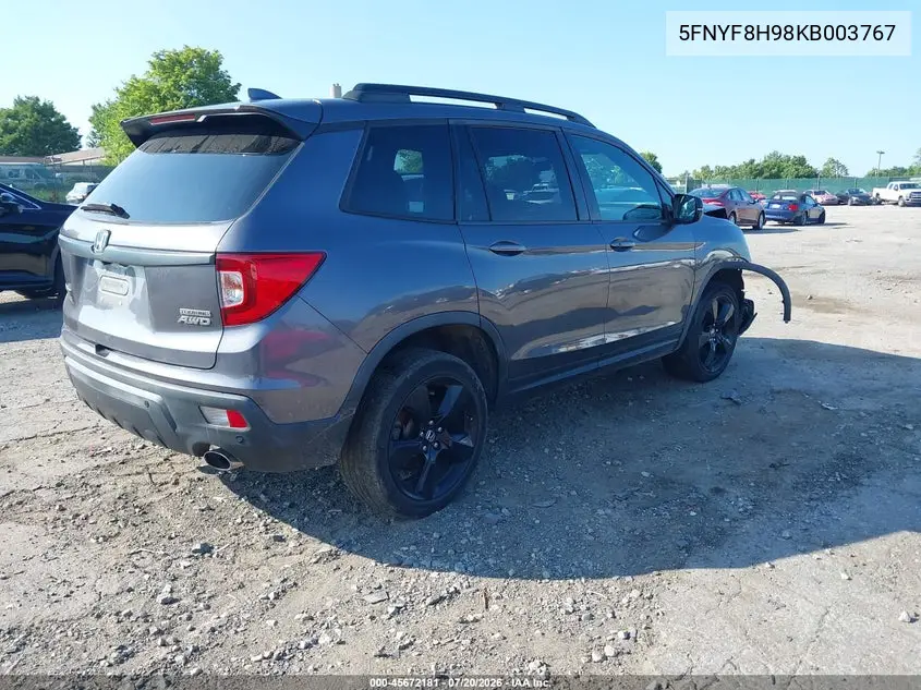 2019 Honda Passport Touring VIN: 5FNYF8H98KB003767 Lot: 45672181