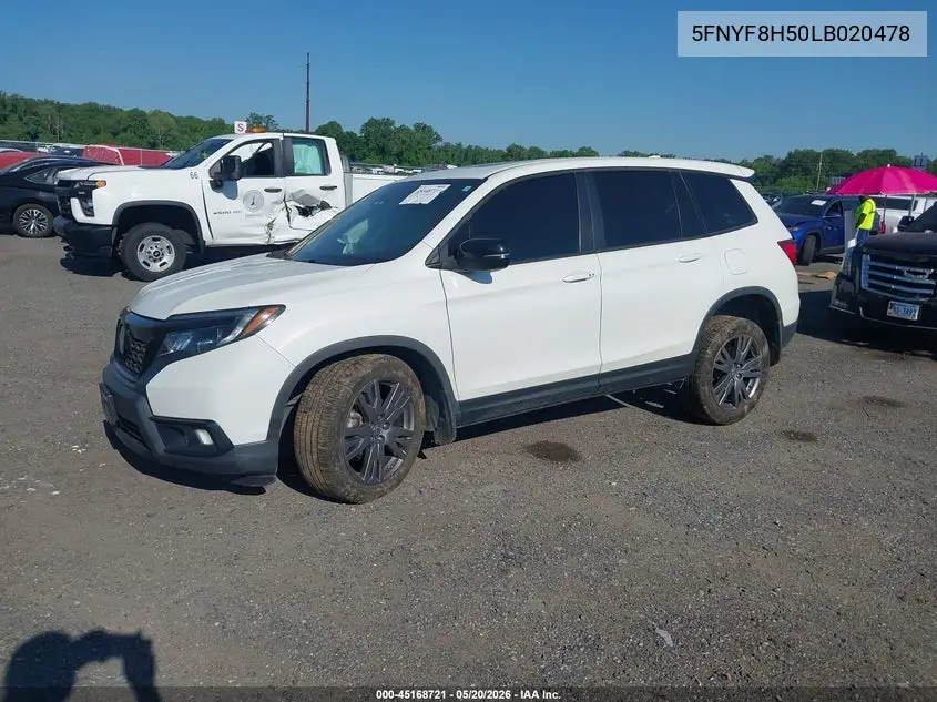2020 Honda Passport Awd Ex-L VIN: 5FNYF8H50LB020478 Lot: 45168721