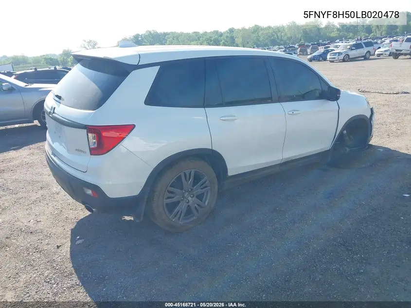 2020 Honda Passport Awd Ex-L VIN: 5FNYF8H50LB020478 Lot: 45168721