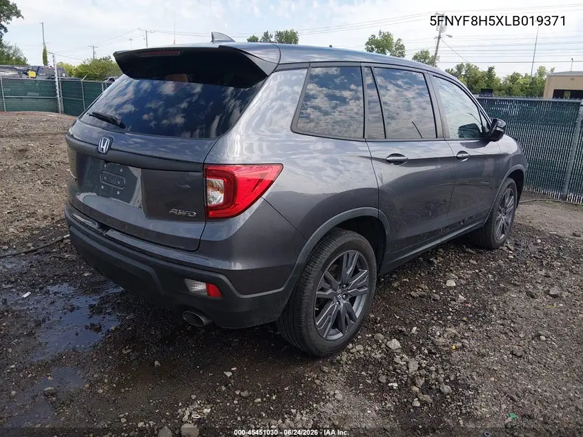 2020 Honda Passport Awd Ex-L VIN: 5FNYF8H5XLB019371 Lot: 45451030