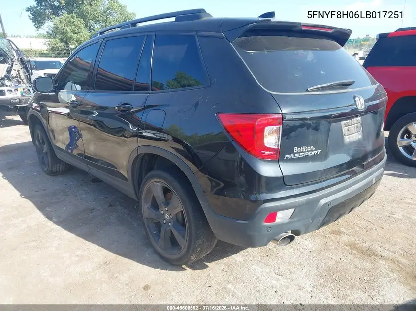 2020 Honda Passport Awd Elite VIN: 5FNYF8H06LB017251 Lot: 45608562