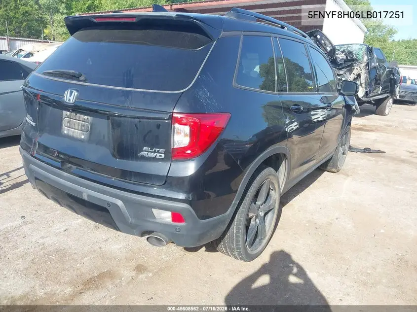 2020 Honda Passport Awd Elite VIN: 5FNYF8H06LB017251 Lot: 45608562