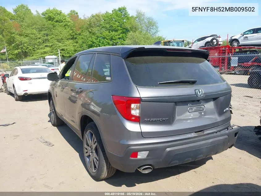 2021 Honda Passport Awd Ex-L VIN: 5FNYF8H52MB009502 Lot: 45110195