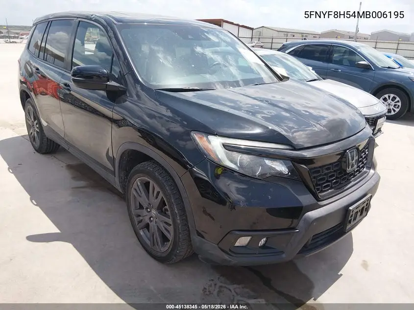 2021 Honda Passport Awd Ex-L VIN: 5FNYF8H54MB006195 Lot: 45138345