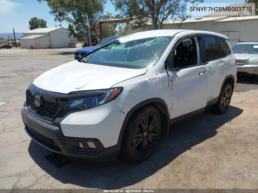 2021 Honda Passport 2Wd Sport VIN: 5FNYF7H28MB003770 Lot: 45158714