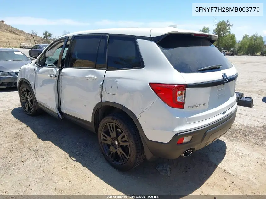 2021 Honda Passport 2Wd Sport VIN: 5FNYF7H28MB003770 Lot: 45158714