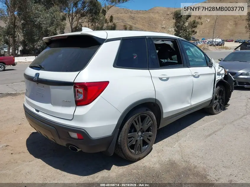 2021 Honda Passport 2Wd Sport VIN: 5FNYF7H28MB003770 Lot: 45158714