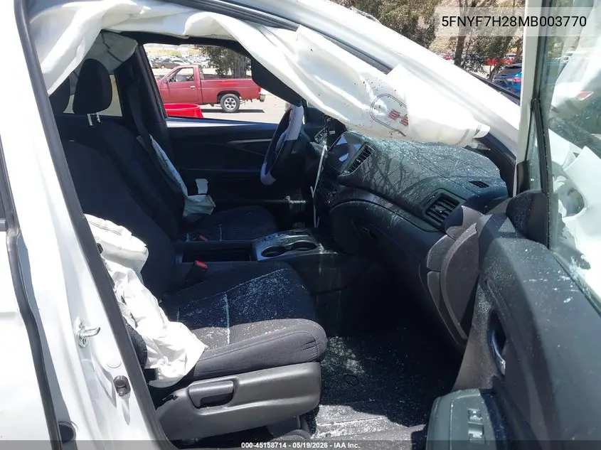 2021 Honda Passport 2Wd Sport VIN: 5FNYF7H28MB003770 Lot: 45158714