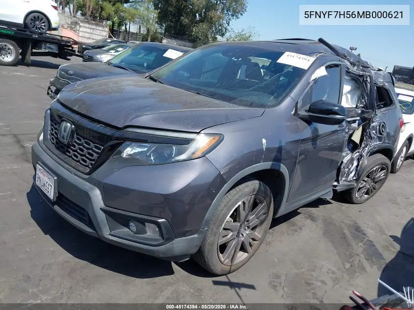 2021 Honda Passport 2Wd Ex-L VIN: 5FNYF7H56MB000621 Lot: 45174394