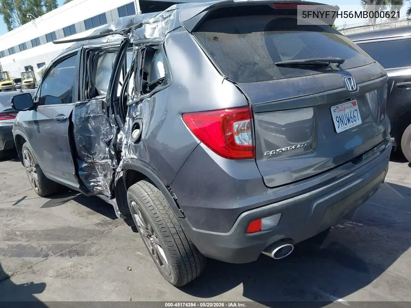 2021 Honda Passport 2Wd Ex-L VIN: 5FNYF7H56MB000621 Lot: 45174394