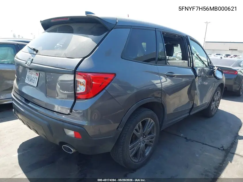 2021 Honda Passport 2Wd Ex-L VIN: 5FNYF7H56MB000621 Lot: 45174394