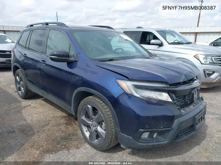 2021 Honda Passport 2Wd Touring VIN: 5FNYF7H95MB008387 Lot: 45221662