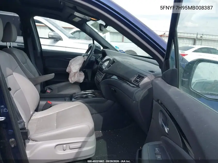 2021 Honda Passport 2Wd Touring VIN: 5FNYF7H95MB008387 Lot: 45221662