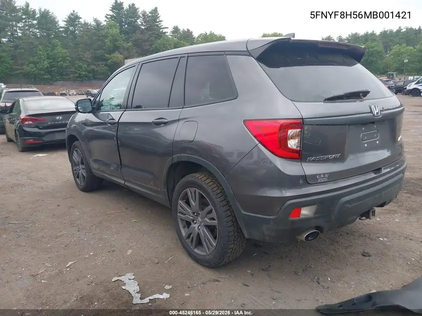 2021 Honda Passport Awd Ex-L VIN: 5FNYF8H56MB001421 Lot: 45246165