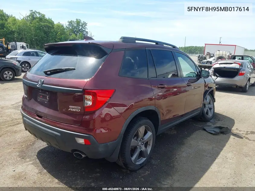 2021 Honda Passport Awd Touring VIN: 5FNYF8H95MB017614 Lot: 45248973