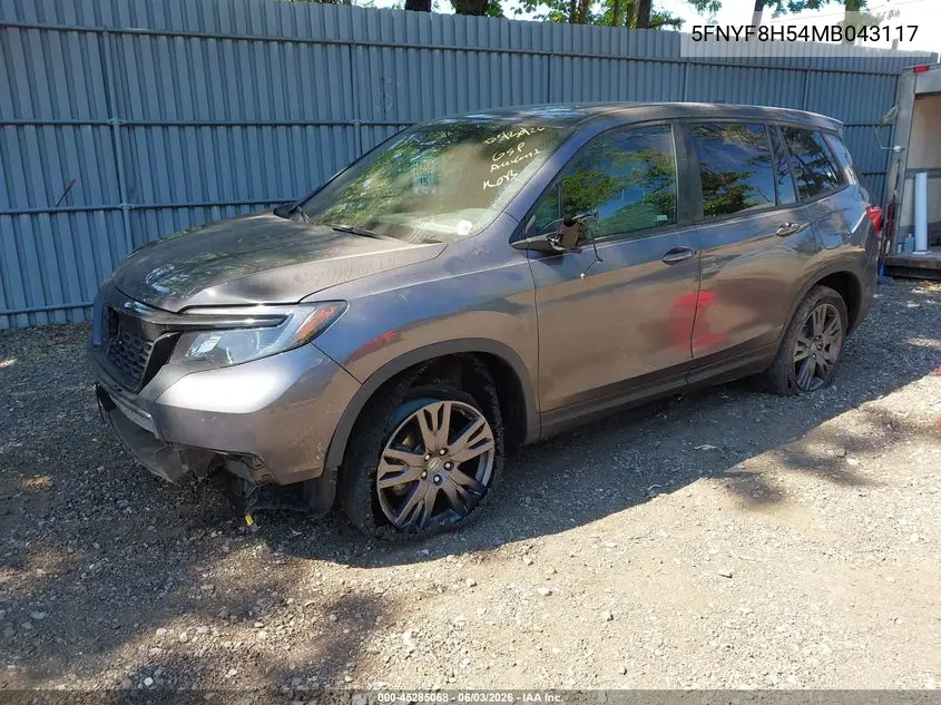 2021 Honda Passport Awd Ex-L VIN: 5FNYF8H54MB043117 Lot: 45285068