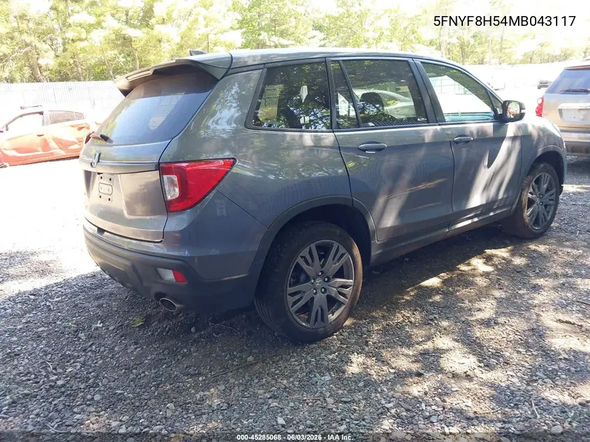 2021 Honda Passport Awd Ex-L VIN: 5FNYF8H54MB043117 Lot: 45285068