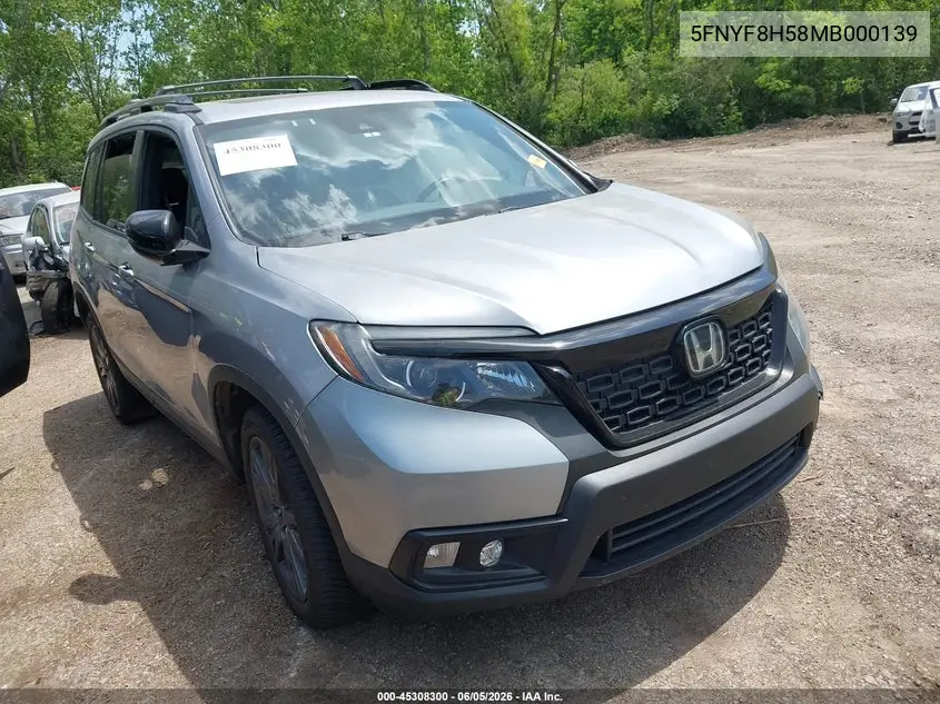 2021 Honda Passport Awd Ex-L VIN: 5FNYF8H58MB000139 Lot: 45308300