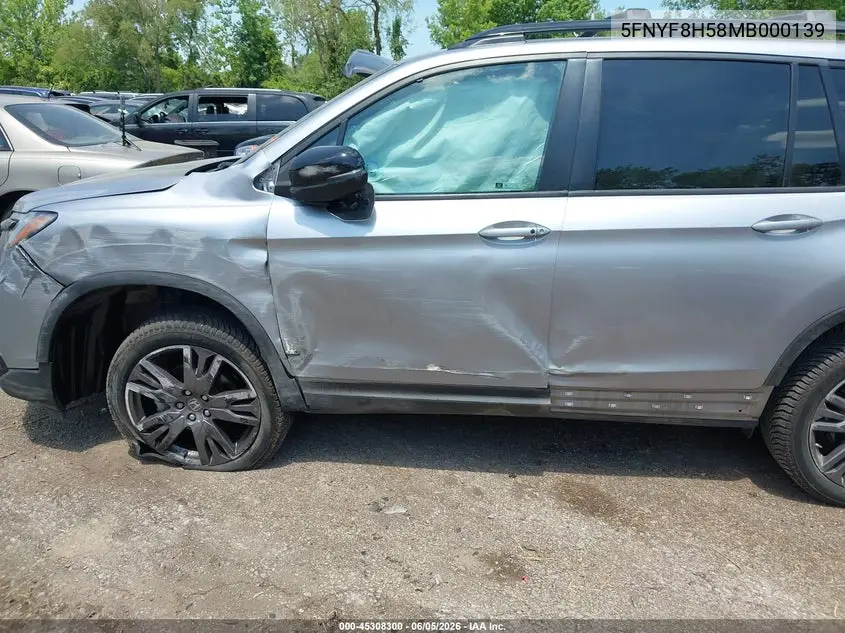 2021 Honda Passport Awd Ex-L VIN: 5FNYF8H58MB000139 Lot: 45308300