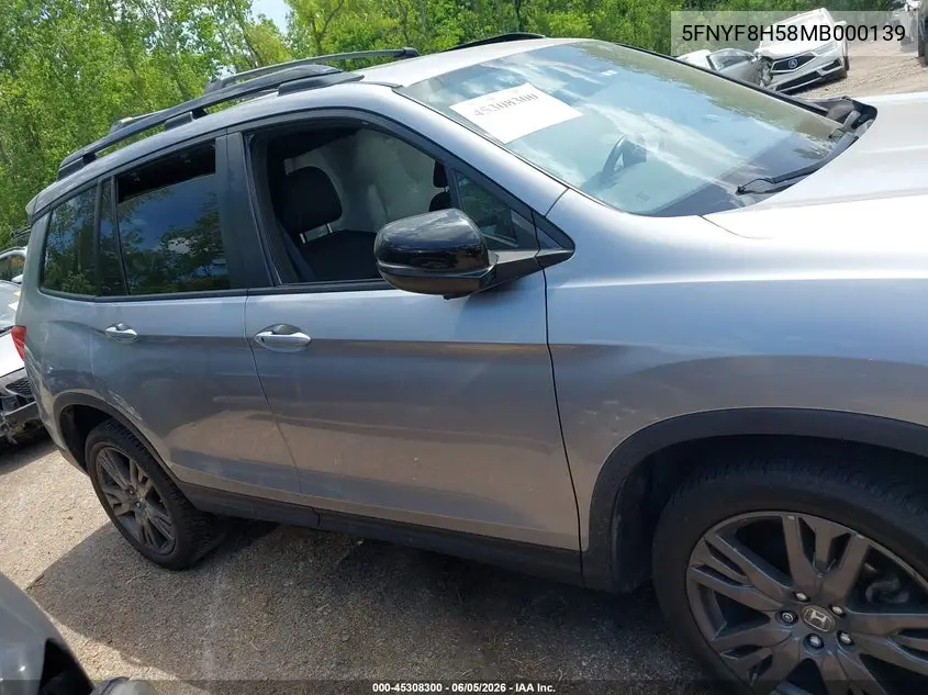 2021 Honda Passport Awd Ex-L VIN: 5FNYF8H58MB000139 Lot: 45308300