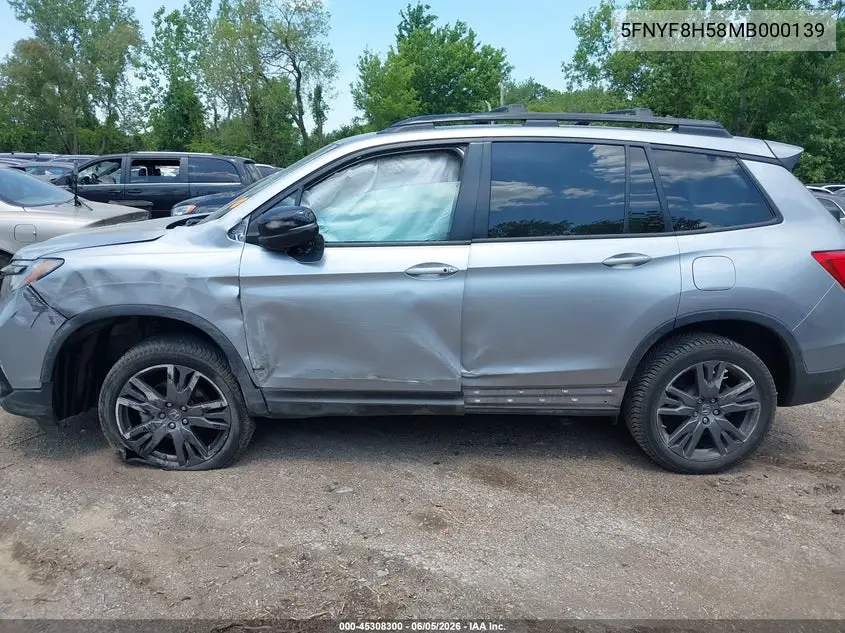 2021 Honda Passport Awd Ex-L VIN: 5FNYF8H58MB000139 Lot: 45308300