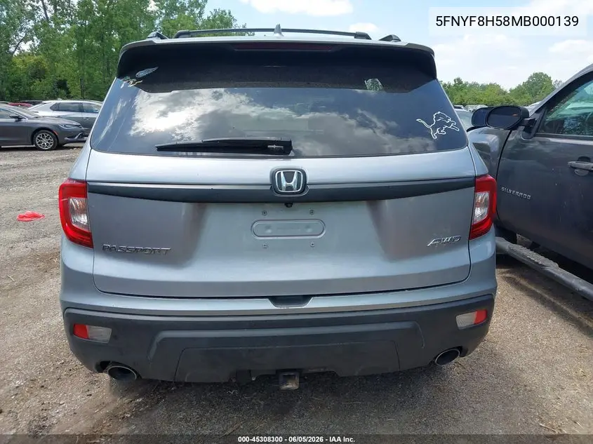 2021 Honda Passport Awd Ex-L VIN: 5FNYF8H58MB000139 Lot: 45308300