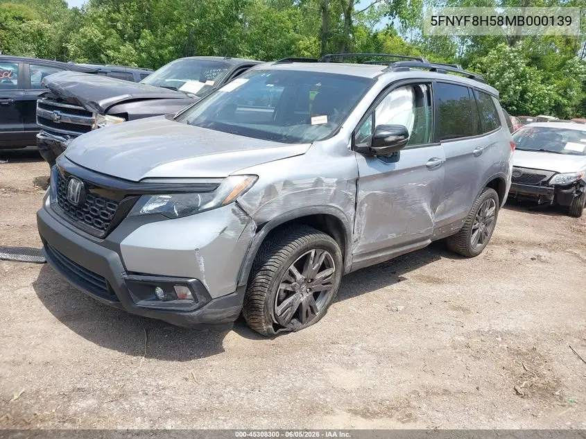 2021 Honda Passport Awd Ex-L VIN: 5FNYF8H58MB000139 Lot: 45308300