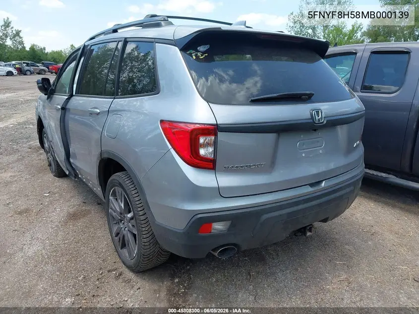 2021 Honda Passport Awd Ex-L VIN: 5FNYF8H58MB000139 Lot: 45308300