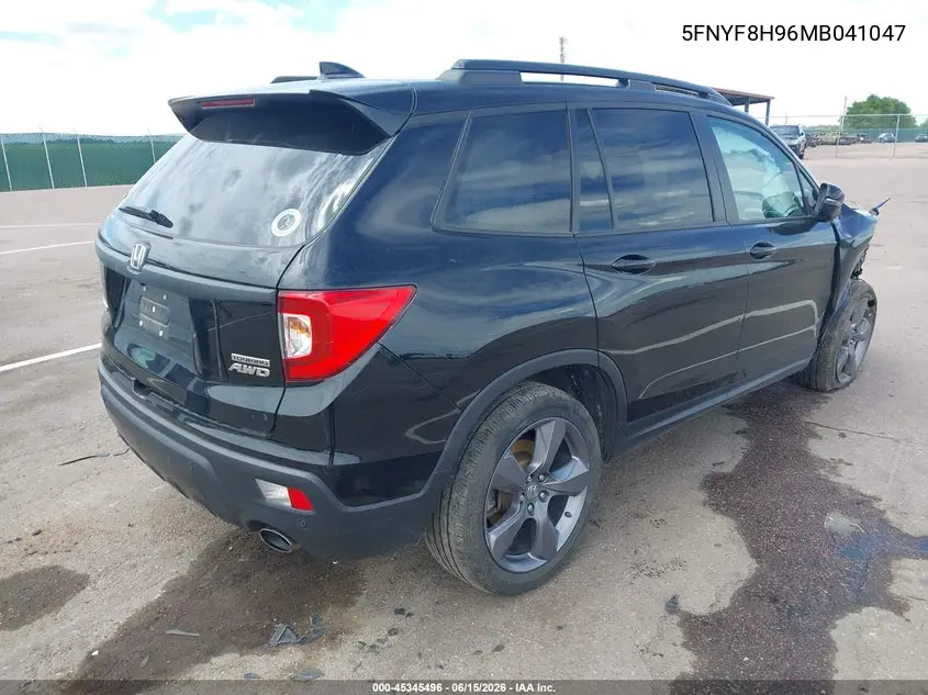 2021 Honda Passport Awd Touring VIN: 5FNYF8H96MB041047 Lot: 45345496