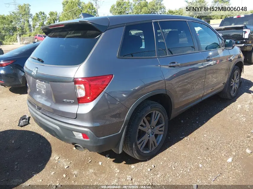 2021 Honda Passport Awd Ex-L VIN: 5FNYF8H52MB006048 Lot: 45364448