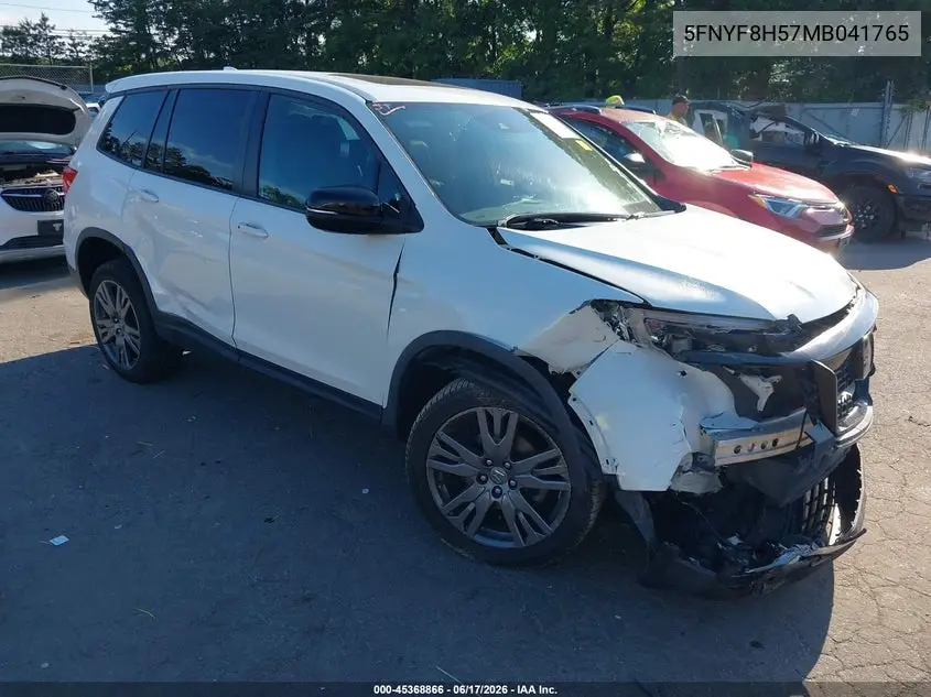 2021 Honda Passport Awd Ex-L VIN: 5FNYF8H57MB041765 Lot: 45368866