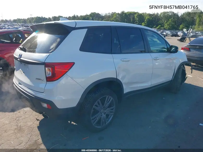2021 Honda Passport Awd Ex-L VIN: 5FNYF8H57MB041765 Lot: 45368866