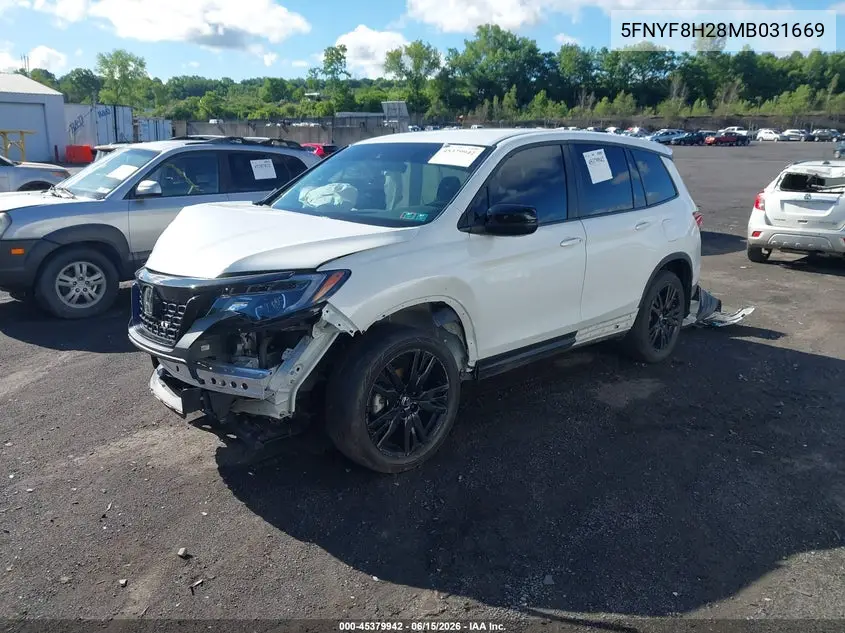 2021 Honda Passport Awd Sport VIN: 5FNYF8H28MB031669 Lot: 45379942