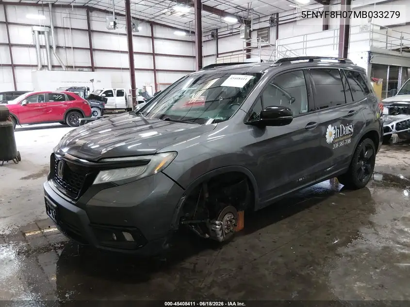 2021 Honda Passport Awd Elite VIN: 5FNYF8H07MB033279 Lot: 45408411